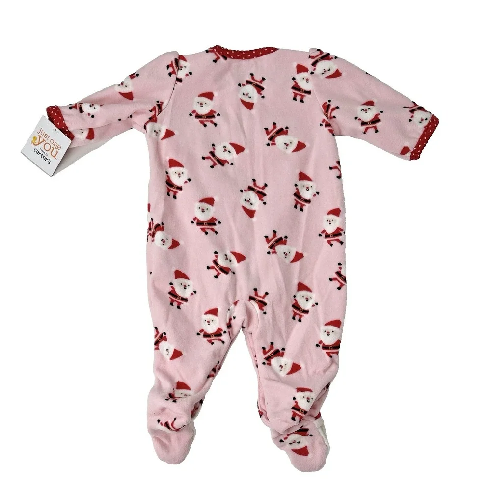 New Carters Fleece Christmas Blanket Sleeper PJs Footie Pajama Girl 3M 1 Piece